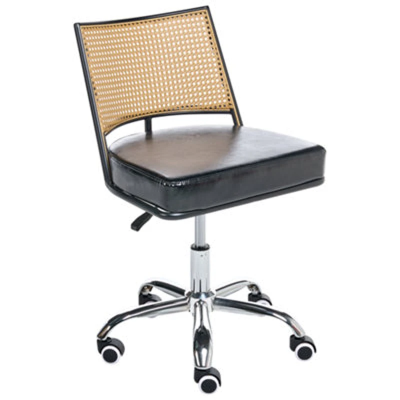 Image of Beliani Desk Chair Swivel Nome Faux Leather Black