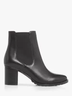 Image of Dune Brown Leather 'Partnia' Mid Block Heel Ankle Boots - 3