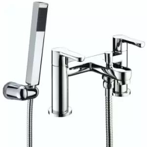 Image of Nero Bath Shower Mixer Tap Modern Chrome And Wall Mounted Shower Head - Bristan