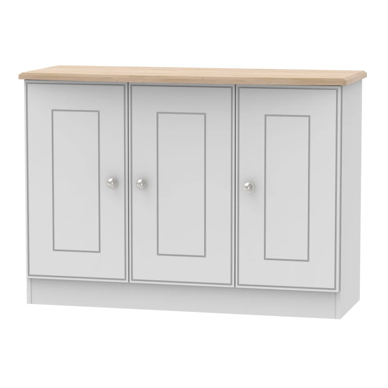 Image of Albert 3 Door Sideboard In Grey Matt & Oak (Ready Assembled)