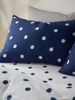 Image of Catherine Lansfield Brushed Spot Pillowcase Pair - Navy