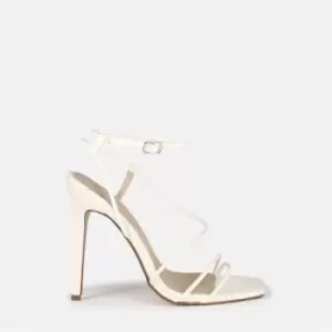 Image of Missguided Asymmetrical Strappy Heels - White