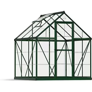 Image of Palram 6 x 8ft Harmony Green Aluminium Apex Greenhouse with Clear Polycarbonate Panels