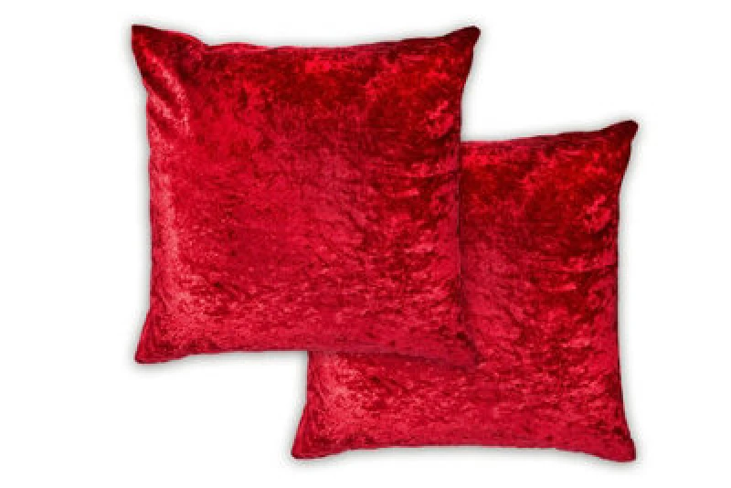 Image of Crushed Velvet Cushion Cover In Red