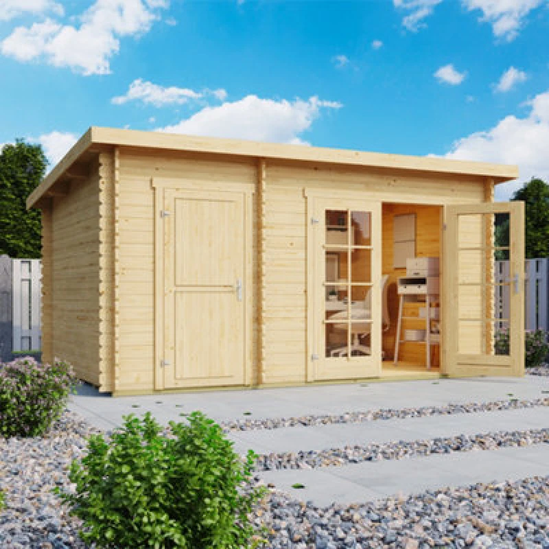 Image of Lasita Maja Lasita Osland Belmont 1 Two Room Log Cabin - 3.8M X 2.5M - With Side Store