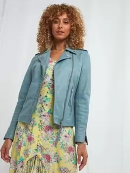 Image of Joe Browns Luna Lattice Leather Jacket -grey, Grey, Size 12, Women