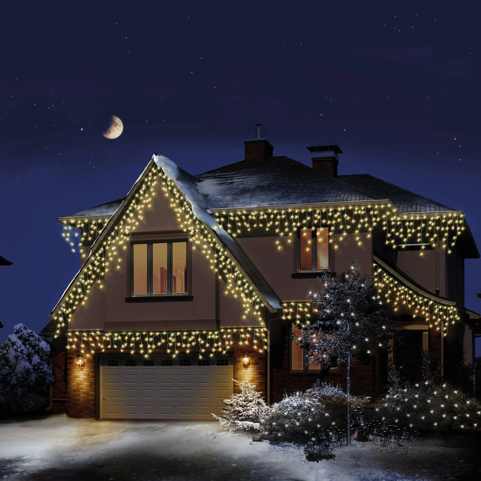 Image of Premier Decorations Premier 720 LED Snowing Icicle Lights Plastic