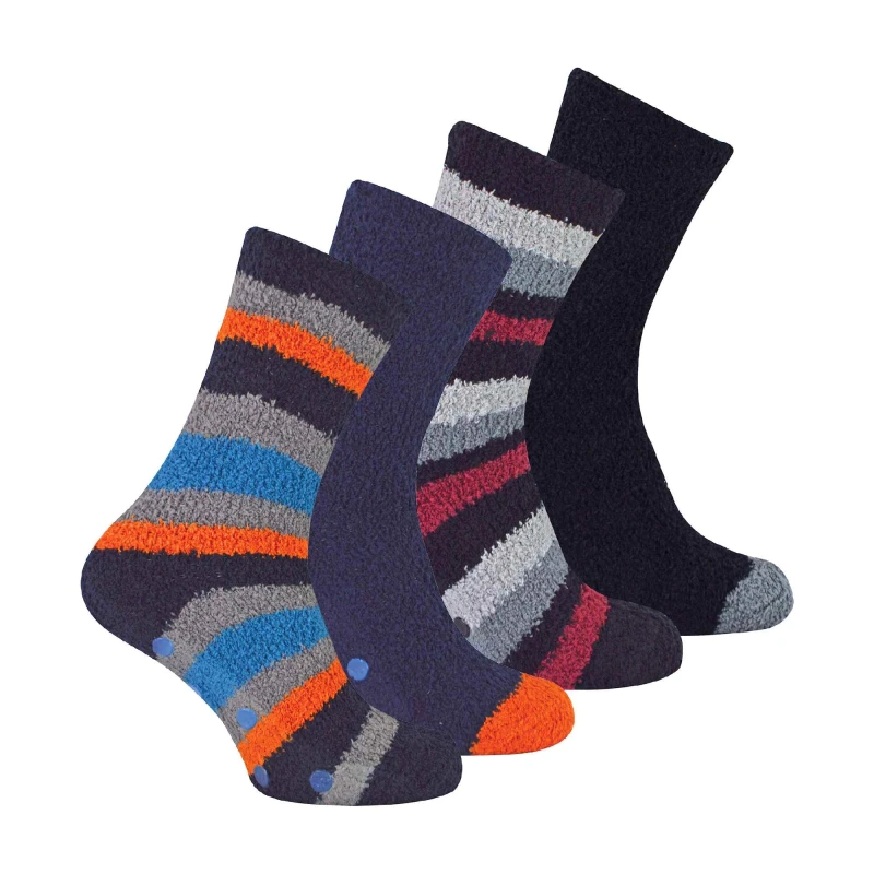 Image of Sock Snob Sock Snob Men 4 Pack Cosy Soft Fluffy Slipper Bed Socks with Grips in Black Size: 6-11 Black 6-11 Male 5056632601073