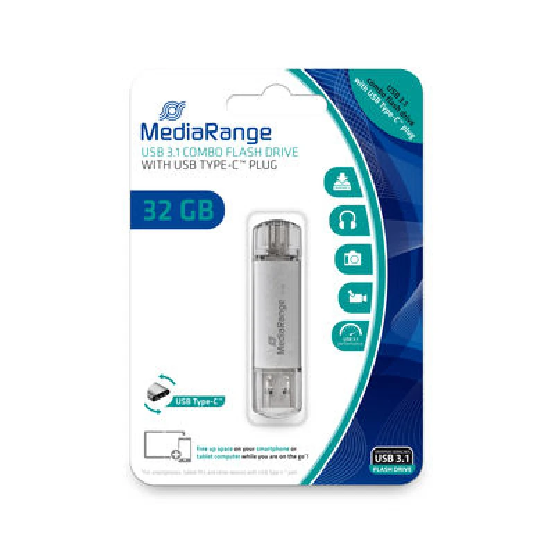 Image of MediaRange MR936 USB flash drive 32GB USB Type-A / USB Type-C 3.2 Gen