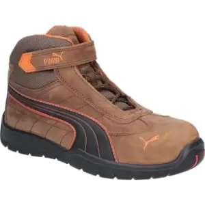 Image of Puma Mens Safety Indy Mid Velcro Safety Boots Brown Size 5