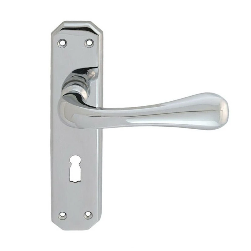 Image of Loops PAIR Heavy Duty Handle on Angular Lock Backplate 180 x 40mm Polished Chrome Multi