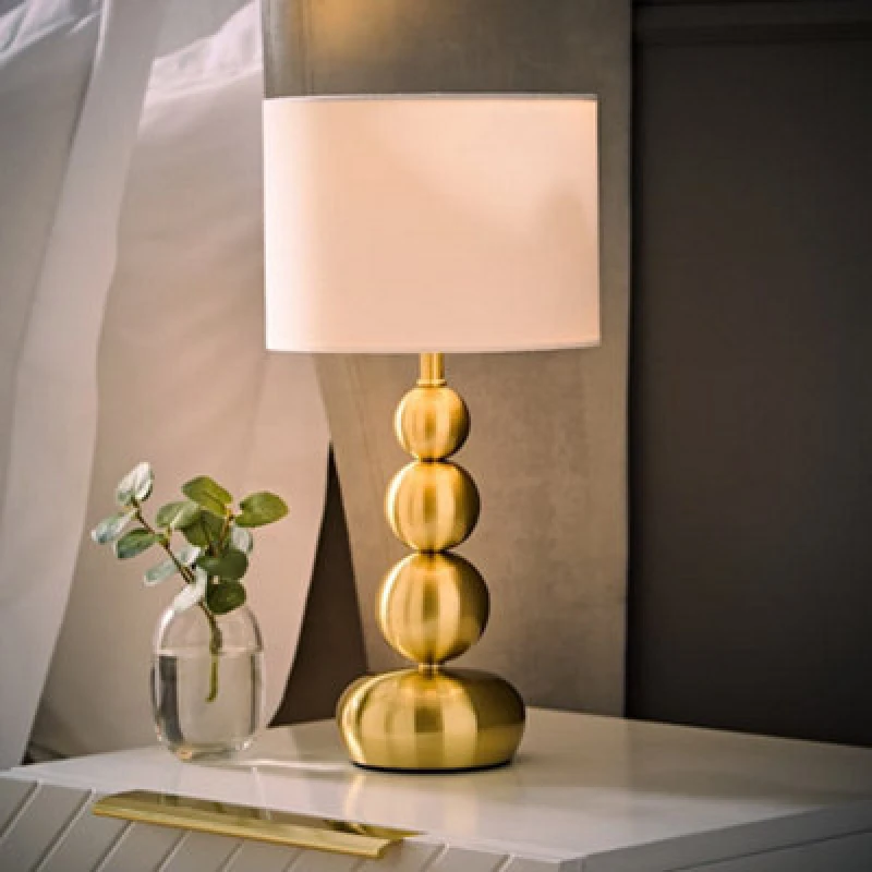 Image of ValueLights ValueLights Marissa Stacked Ball Table Lamp Light with LED Bulb in Gold Gold One Size Unisex 5059406053191
