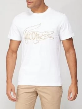 Image of Lacoste Inside Croc Large Logo T-Shirt - White