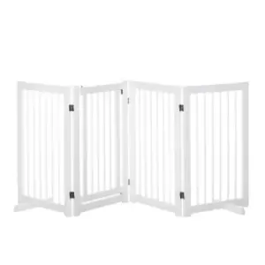 Image of Pawhut Wooden Freestanding Pet Gate w/ 4 Panels & Foldable Fence - White
