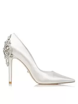Image of Dune London Bluebell Bridal Venetian Heel Trim Court Shoe - Ivory, Ivory, Size 5, Women