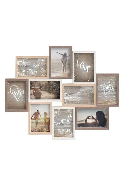 Image of Nielsen Accent Photo Collage Frame for 10 Pictures 4x6" - Mixed Wood Finishes Natural