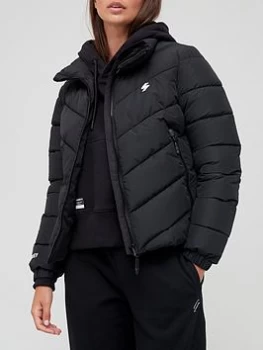 Image of Superdry Sports Padded Jacket - Black, Size 8, Women