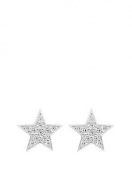 Image of The Love Silver Collection Sterling Silver Pav Cubic Zirconia sta, Silver, Women