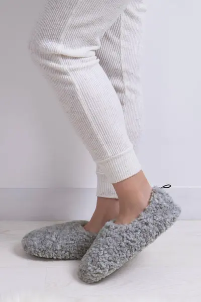 Image of Totes Faux Fur Full Back Slippers Grey