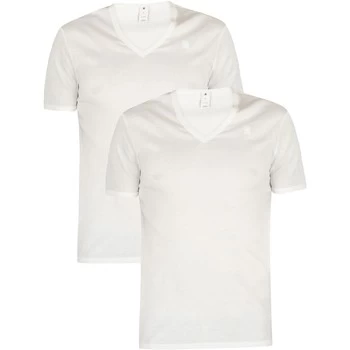 Image of G-Star Raw 2 Pack Slim V-Neck T-Shirt mens T shirt in White - Sizes UK XS,UK S,UK M,UK L,UK XL,UK XXL