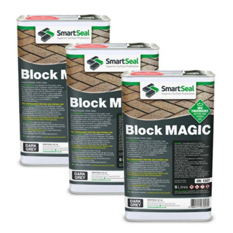 Image of Smartseal - Block Magic-Dark Grey (3X5L) - A Re-Colouring Block Paving Sealer. Superior To Concrete Paint, Transform Old Driveways
