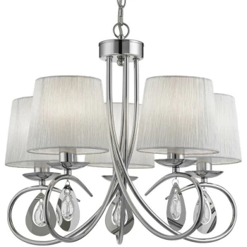 Image of Searchlight Lighting - Searchlight Angelique - 5 Light Multi Arm Ceiling Pendant Chrome with Shades, E14