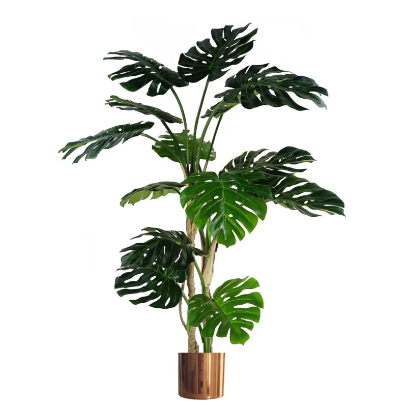 Image of N/A 150cm (5ft) Luxury Monstera Plant Black Pot Copper Metal Planter