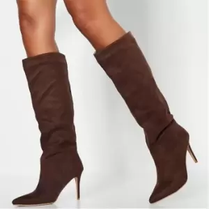 Image of I Saw It First FauXSuede Stiletto Heel Knee High Boots - Brown