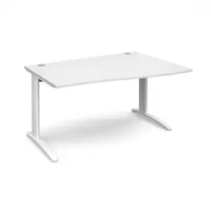 Image of Office Desk Right Hand Wave Desk 1400mm White Top With White Frame TR10