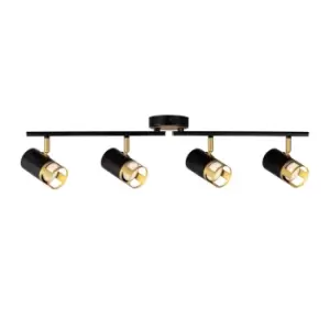 Image of Phelps 4 Light Linear Bar SpotFitting GU10, Black, Painted Gold