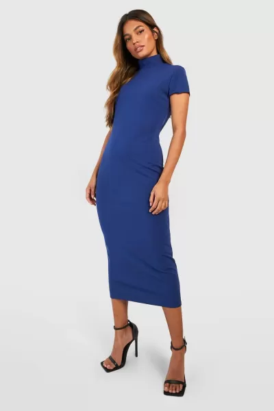 Image of Crepe High Neck Midaxi Dress