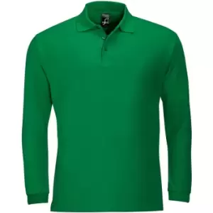 Image of SOLS Mens Winter II Long Sleeve Pique Cotton Polo Shirt (XL) (Kelly)