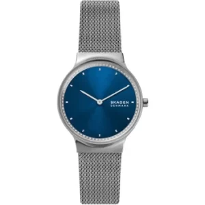 Image of Ladies Skagen Freja Two-Hand Silver Stainless Steel Mesh Watch