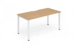 Image of Single White Frame Bench Desk 1200 Beech