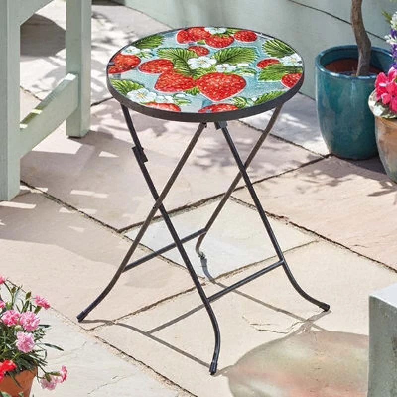 Image of SMART GARDEN Smart Garden Strawberry Flower Glass Garden Side Table Folding Indoor Outdoor 5030433MO