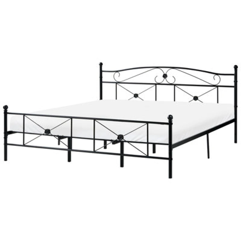 Image of Beliani Bed Metal Rodez 180 X 200 Cm (Eu Super King) Black