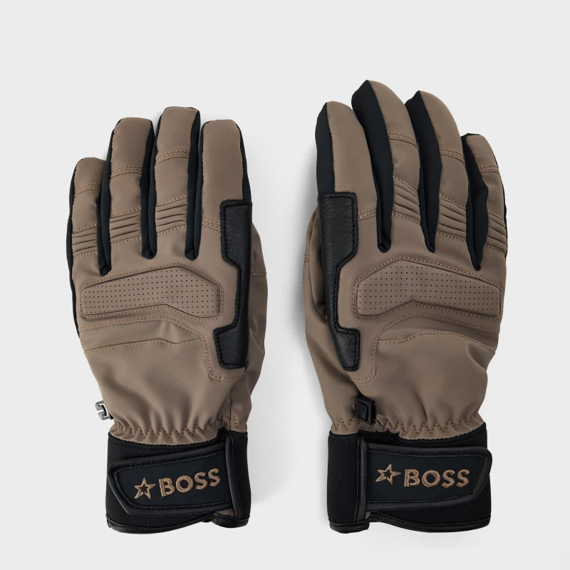 Image of Boss Mens Technical Cold Weather Ski Gloves Beige male S