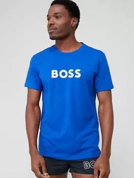 Image of BOSS Logo Swim T-Shirt, Bright Blue, Size L, Men