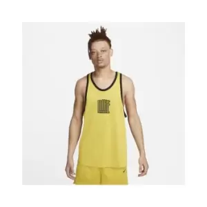 Image of Nike Dri-Fit Jersey Starting Five, Vivid Sulfur/Black/Rush Orange, Male, Basketball Jerseys, DH7136-709