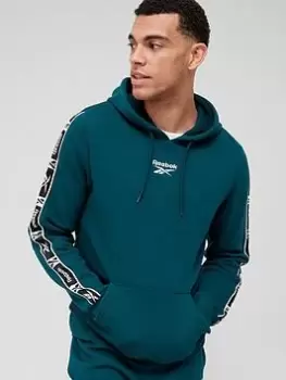 Image of Reebok RI Tape Pullover Hoodie - Green Size M Men