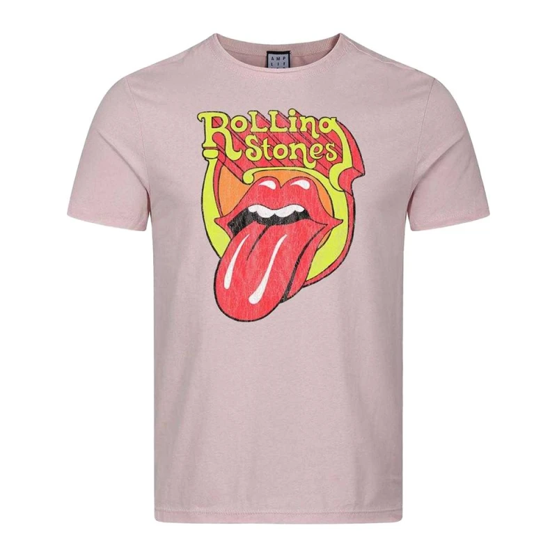 Image of Amplified Mens Bootleg Tongue The Rolling Stones T-Shirt in Pink Size: XS Pink Male XS