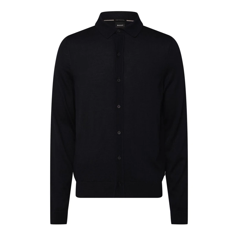 Image of Boss Helbert Regular Fit Shirt in Virgin Wool Dark Blue male S