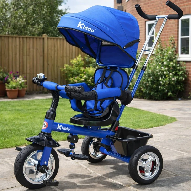 Image of Kiddo Smart 4-in-1 Convertible Trike with Storage & Canopy in Blue Size: 1 Pack Blue Unisex 1 Pack