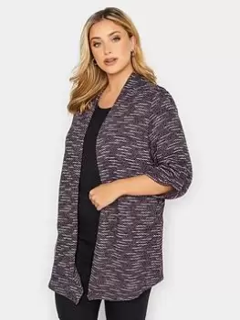 Image of Yours Soft Touch Textured Stripe Cardigan - Multi , Blue, Size 20, Women