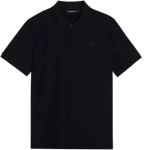 Image of J LINDEBERG Arlo Zipped Polo Top - Black