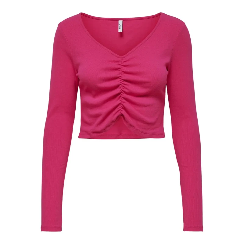 Image of Only Womens long sleeve v-neck crop top Only onlkenya life Rose Female S