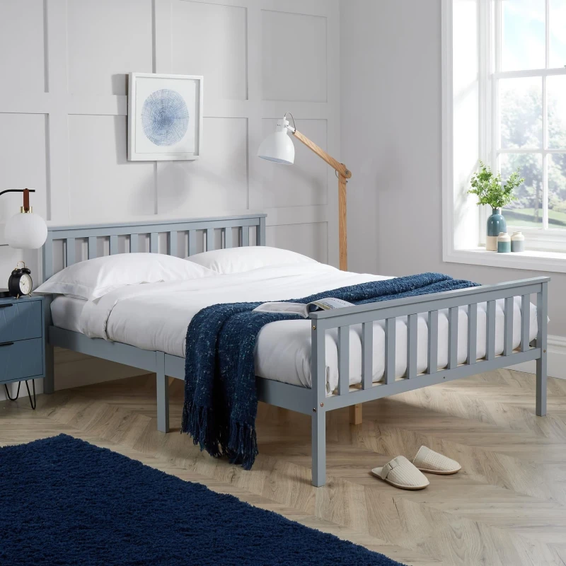 Image of Home Source Florida 4ft6 Double Wooden Bed Frame Grey