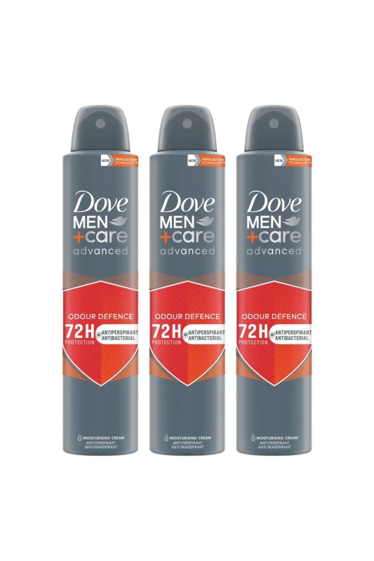 Image of Dove 3x 'Anti-Perspirant' Men+Care Anti-Bac 72H Deo, 200ml Grey male