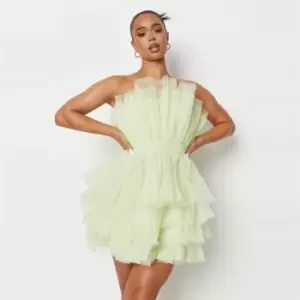 Image of Missguided Bandeau Ruffle Dress - Green