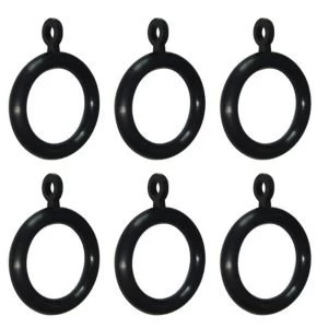 Image of Colours Black Plastic Curtain Ring Dia16mm Pack of 6